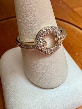 Macy's 14k Gold Pave Circle Link Ring